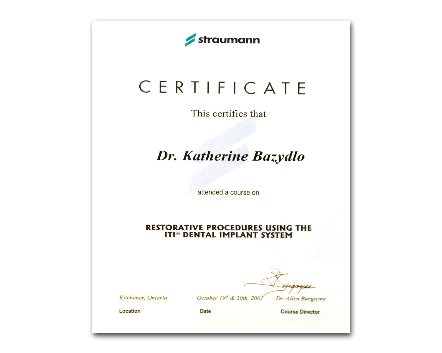 Straumann Certificate