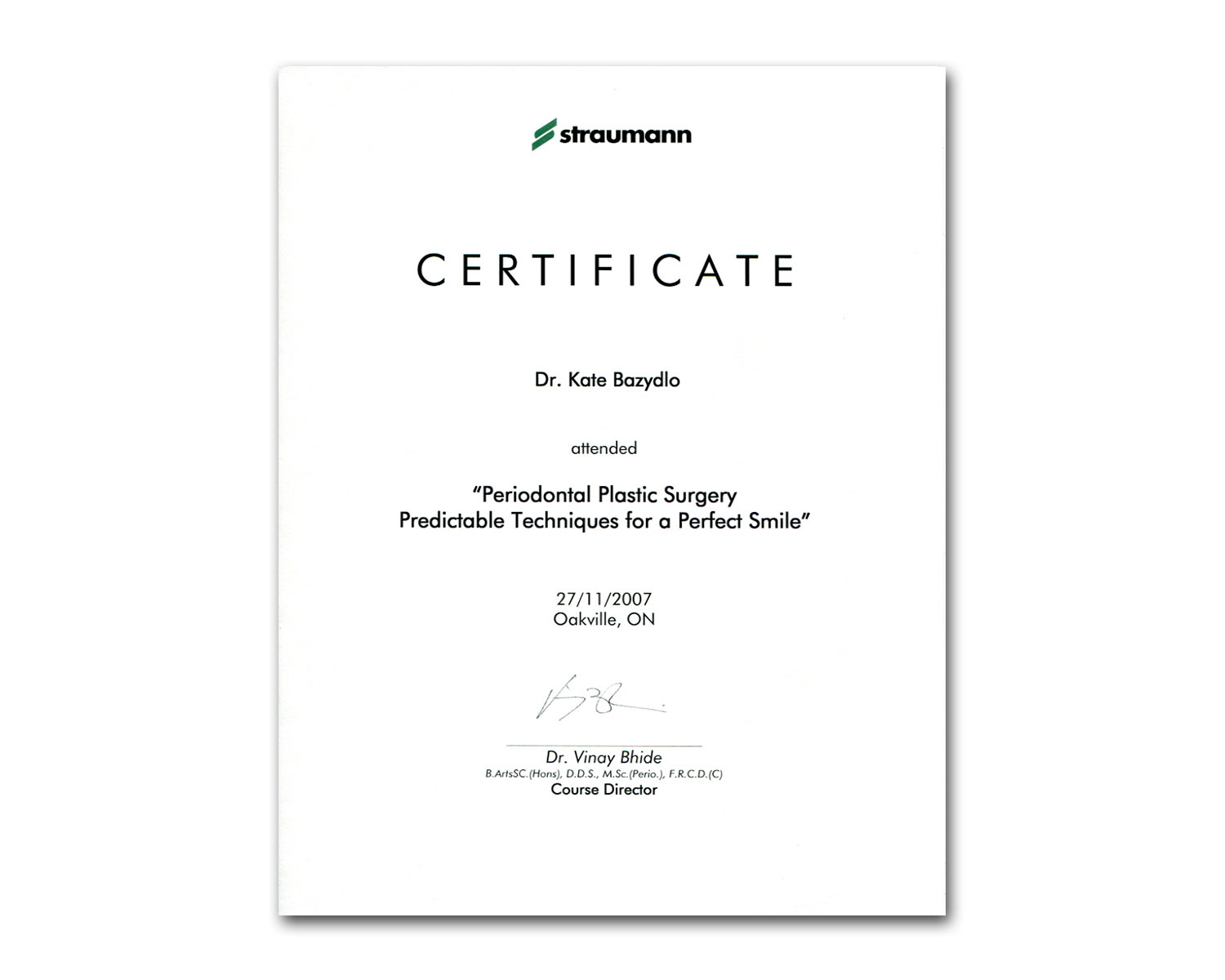 Straumann Group Certificate